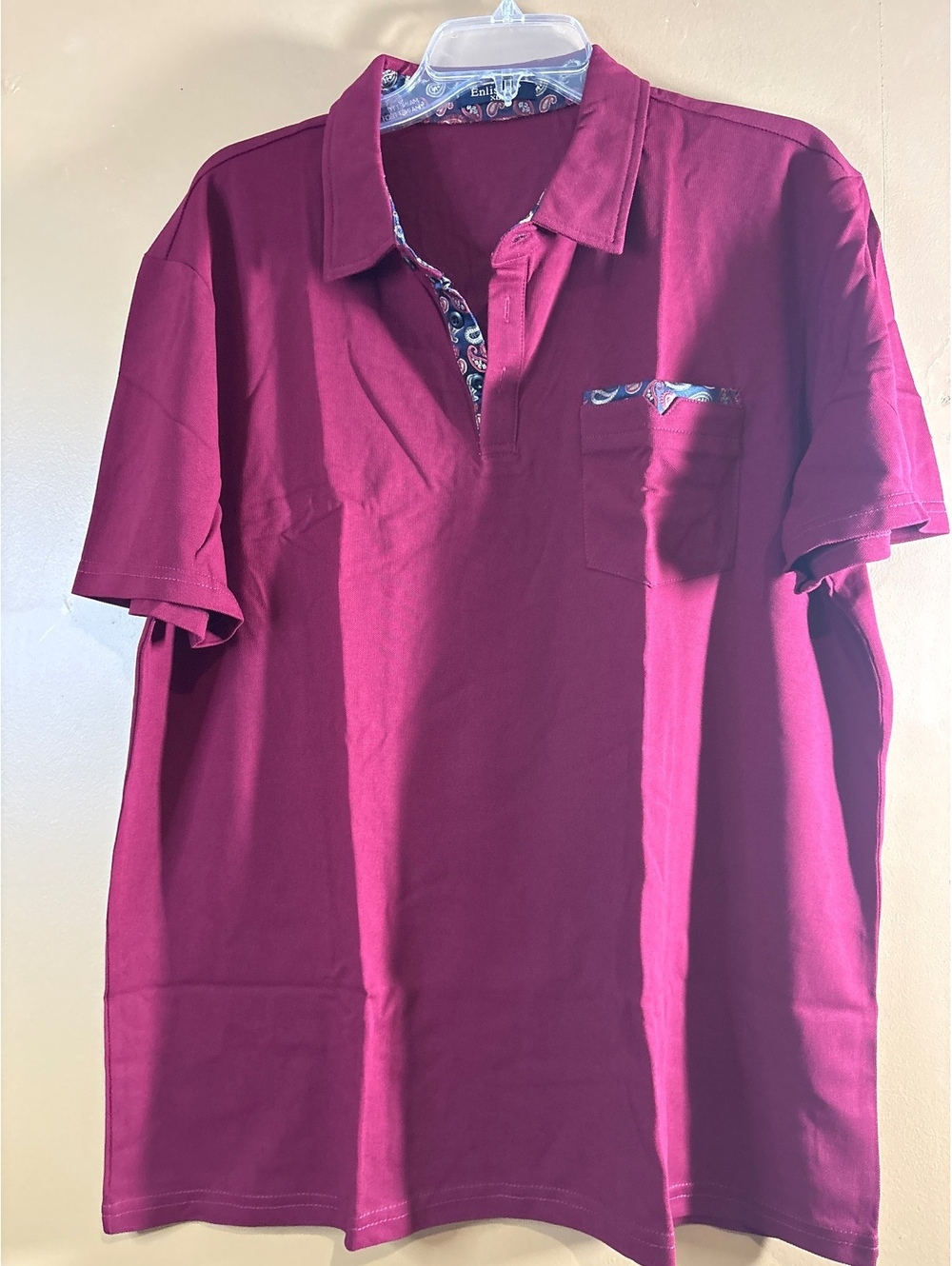 HC1235 Enlision Men's Burgundy Polo Shirt XL with Paisley Trim